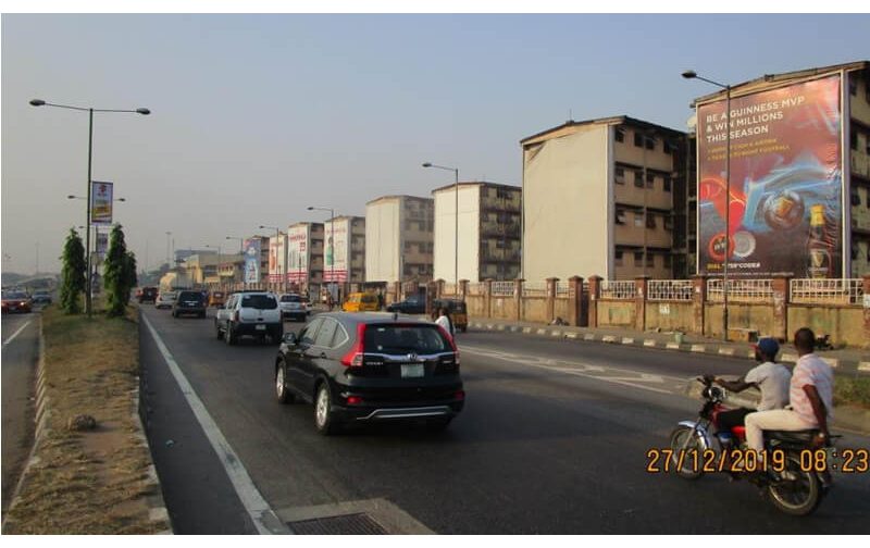 Lagos Wall Drape Along Stadium Ojuelegba rd by LSDPC Building Surulere ftf Ojuelegba (INVM)