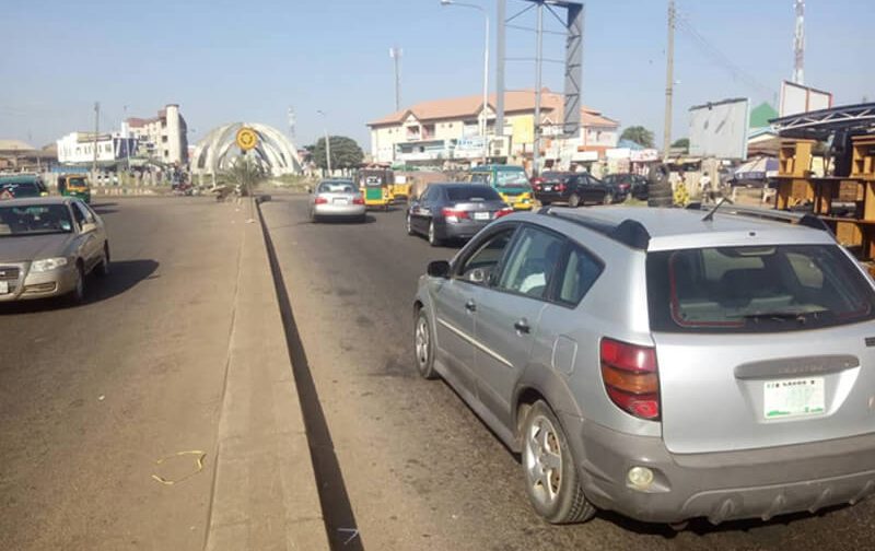 Kaduna Portrait board Lagos Roundabout FTT City Centre Airport and Kaduna Central Market (AM)