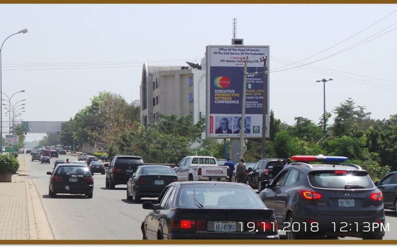 Abuja Portrait Board at MUHAMMADU BUHARI WAY BY COMMASIE HOUSE  (FIRST BANK HQT) (LN)
